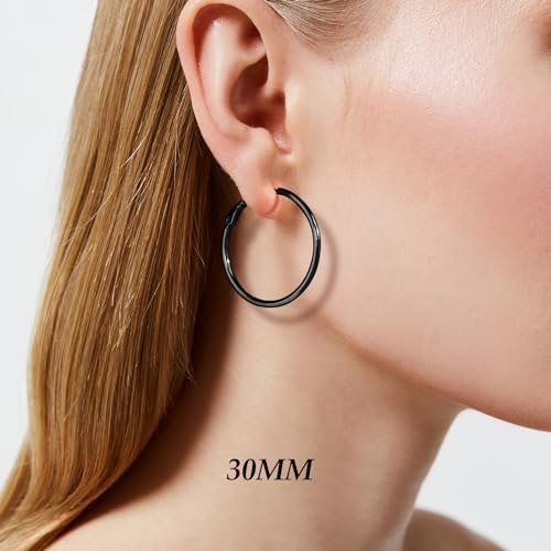 Image of DAILY VIBES Simple Big Thin Hoop Earrings for Women Trendy, 3 Pairs | 925 Sterling Silver Post Large Hoops, 14K Gold or Silver Plated Loop, Hypoallergenic Hoop Earrings Set