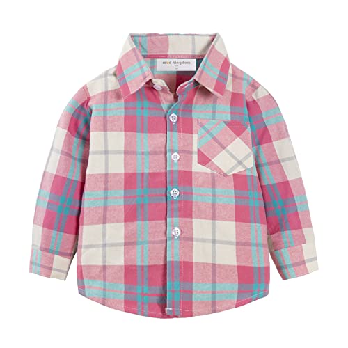 Image of Mud Kingdom Boys Plaid Flannel Shirt Long Sleeve Button Down Casual