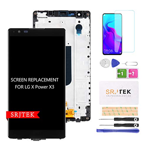 for LG X Power Screen Replacement -SRJTEK LCD Screen Frame for LG X3 K210 K220 K450 US610 LS755 K6P K220DS K212 xpower Touch Digitizer Glass Display Touchscreen Frame Assembly,Repair Parts Kit