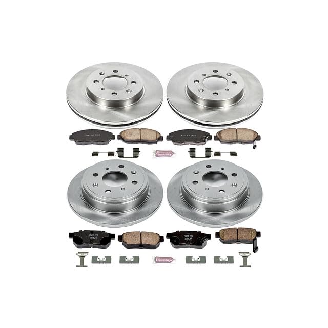 Image of PowerStop Front and Rear Brake Kit for Honda Civic 1999-00 - Z17 Ceramic Brake Pads & Disc Rotors Replacement, KOE691