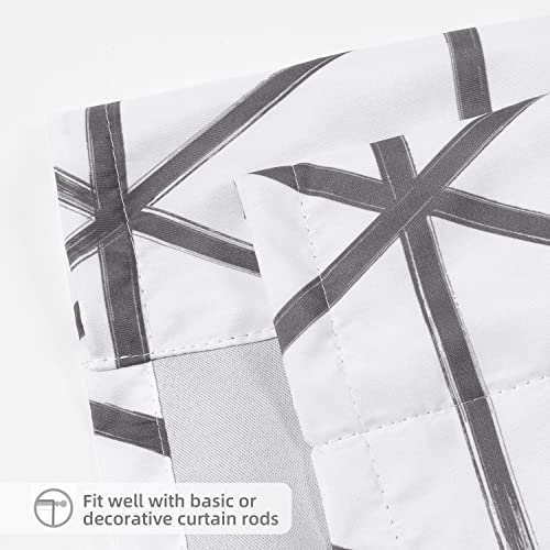 Driftaway Raymond Blackout Tie Up Curtain For Kitchen Geometric Triangle Trellis Printed Tie Up Shade For Bedroom Adjustable Balloon Rod Pocket 45 Inch By 63 Inch Gray And White #TOP4