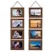 Wallniture Aries Vertical Wall Decor Picture Frames 4x6 Inch, 8 Opening Photo Collage Set of 2 (Walnut)