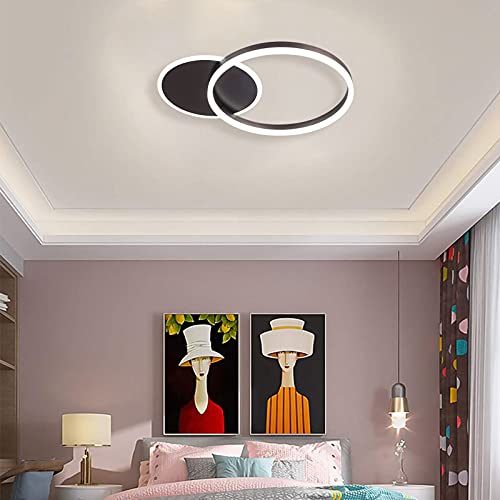 Get Special Price Ganeed Flush Mount Ceiling Light,37W 2 Rings Modern LED Ceiling Light Fixture,6500K White Light Metal Acrylic Ceiling Lamp for Living Room Bedroom Study