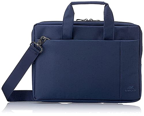 Rivacase 8221 Laptoptasche bis 13.3 Zoll - 35 x 26,5 x 6,5cm – Kompakte gepolste Aktentasche für Notebooks für Damen & Herren, wasserabweisende Laptophülle für Arbeit, Reise, Uni (Blau)