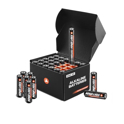 Ninja Labs: 30 AAA - Super Charged Alkaline Batteries in Organizer Box (Insanely Long Lasting), Triple A