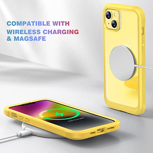 Diaclara Designed For Iphone 14 Plus Case, Full Body Rugged Case With Built-In Touch Sensitive Anti-Scratch Screen Protector, With Camera Lens Protector For Iphone 14 Plus 6.7" (Lemon Yellow) #TOP4