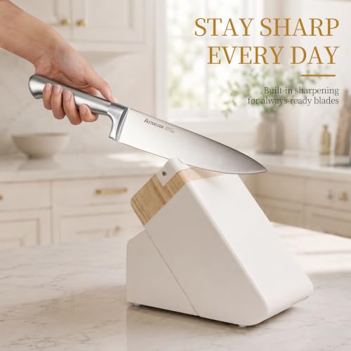 Image of Astercook Knife Set for Kitchen with Block Sharpener 14Pcs Dishwasher Safe | Full Tang Stainless Steel Knives and Anti-Slip Ergonomic Handle Utensils Set