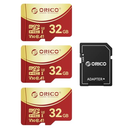 ORICO F3 32GB(3 Packs) microSDHC UHS-I Memory Card, 100MB/s, 4K UHD Recoding, U3, Class10, V30, A1, Micro SD for Action Camera, Dash Cam, TF Card