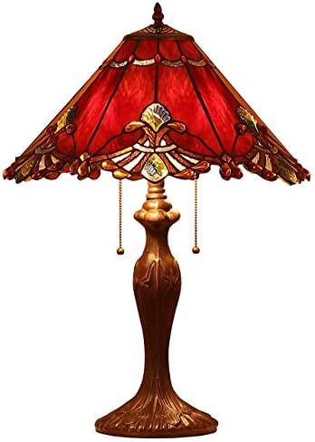 Bieye L10024 Baroque Tiffany Style Stained Glass 3-Light Table Lamp
