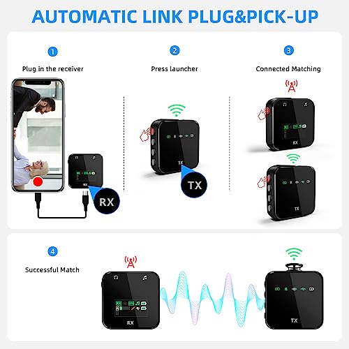 Wireless Lavalier Microphone, 2.4G lavalier Microphone Wireless, For iPhone/Android, DSLR Cameras and Laptops, for Interview YouTube Facebook Live-stream, Recording Podcast Vlog - Image 4