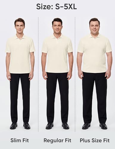 Image of JMIERR Mens Casual Polo Shirt Summer Short Sleeve Vacation Button Beach Knit Stretchy Golf Shirts