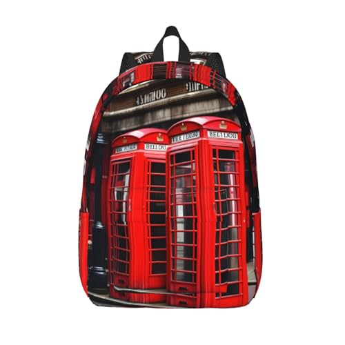 Phone Booth London Street print Canvas backpack, fashionable and casual, fit for daily use and outdoor activities