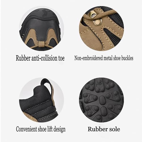 Men's Leather Lace up Breathable Non-Slip Hiking Shoes Soft Low Top Wear-Resistant Lightweight Casual Walking Work Shoes for Outdoor Trailing Trekking2