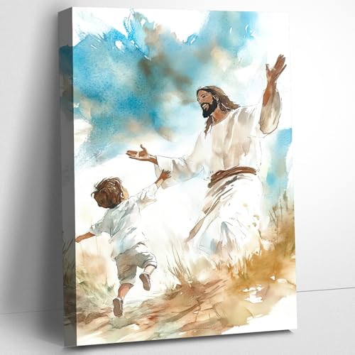 CanvasGarden Jesus Canvas Wall Art, The God and Child Dancing