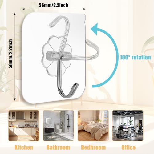 KINDOYO Lot de 15 Crochets Adhésif Transparent - Crochet Mural Acier Inoxydable PVC Imperméable pour Maison Cuisine Salle Bain – vue 2