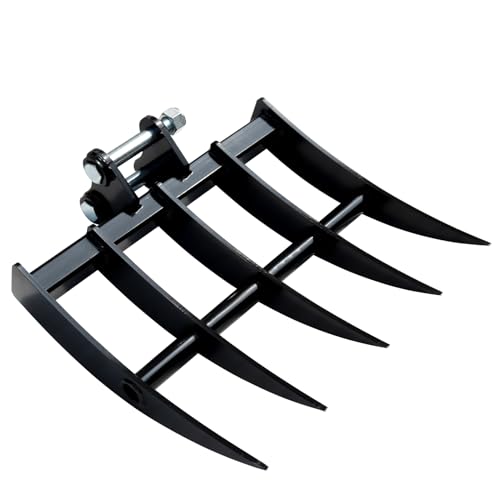 DANWIWEE Mini Excavator Rake Metal Wide Backhoe Rake Hole Diameter: 25MM/0.98in Span: 90MM/3.54in for Excavator Attachment