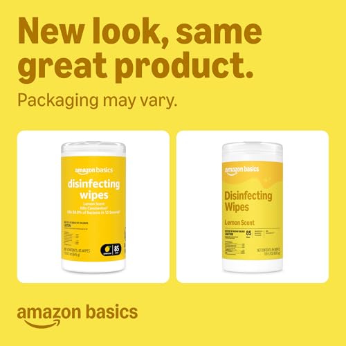 Amazon Basics Disinfecting Wipes, Lemon Scent, 255 Count (3 Packs of 85) - image 2