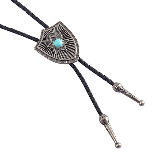 Image of Western Black Bolo Tie for Men and Women,Native American Leather Bolo Tie String