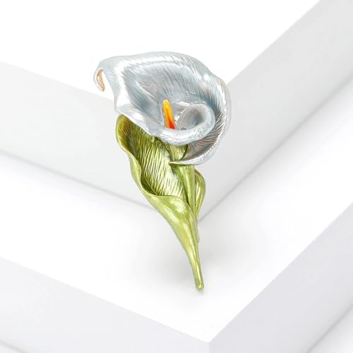 Image of Calla Lily Brooch for Women Enamel Calla Lily Lapel Pins Jewelry Gifts for Mom Wife Elegant Dress Accessories