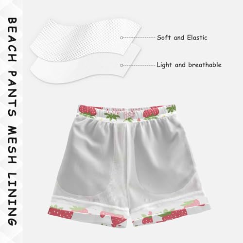 Pigsaly Boys' Swim Board Shorts Red Strawberry Hearts Boy's Swim Trunks Kids Swimwear S4