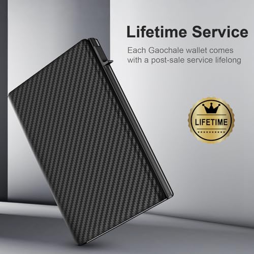 GAOCHALE Wallet for Men Pop up Card Holder, Smart, Slim, Minimalist Design for Front Pocket, Premium RFID Blocking, 10-14 Card Capacity | ID Window | Cash Slot(Carbon)2