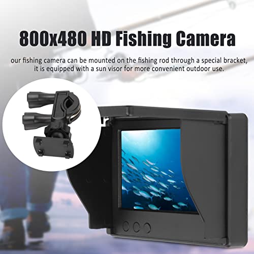 Image of 4.3in Fish Finder Screen IPS Full View 800x480 Underwater Fishing Monitor with Sun Visor, 5000mAh Rechargeable Battery, CVBS Input 3.5mm, ABS Shell for Lake Saltwater Ice Fishing