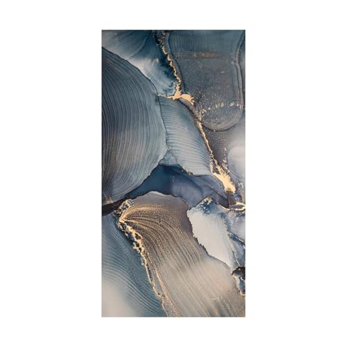 Triptyque peintures grande taille marbre bleu doré abstrait 60x120 - 3