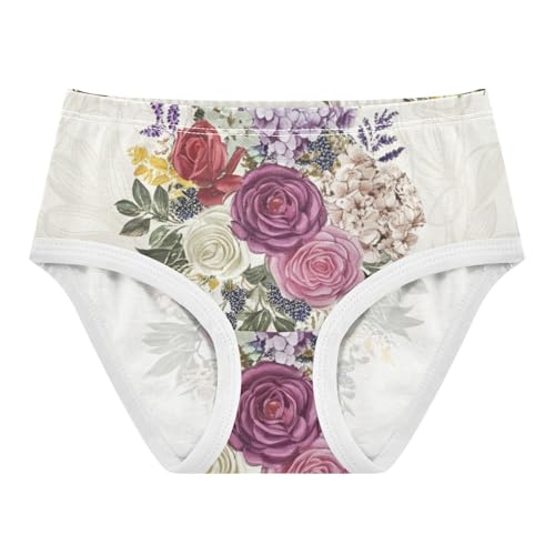 Cotton Toddler Underwear Floral Vintage Watercolor Roses Little Girl Panties Florals Briefs Kids Undies 2t