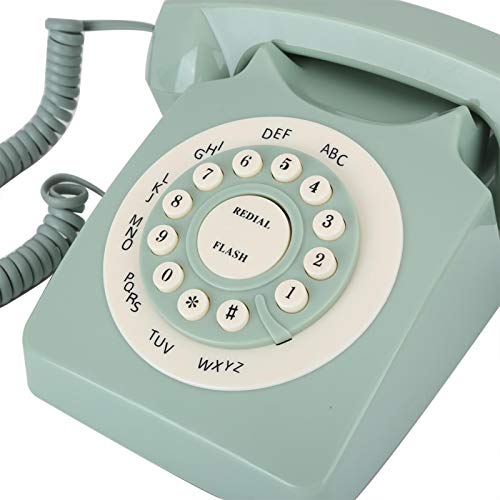 EBTOOLS Teléfono Retro,Teléfono Fijo Retro de Pared con pulsación de Botones,teléfono Europeo con Cable con Botones Grandes para el hogar, Escritorio, decoración de Oficina, Regalo