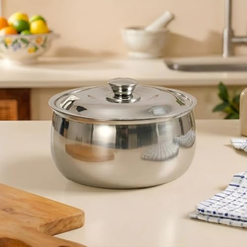 Image of Nestasia Stainless Steel Insulated Casserole with Lid (1000 ml) - 100% Food Safe Roti Server with Self Locking Lid - Retains Heat & Freshness | Rust Resistant & BPA - Free Chapati Casserole