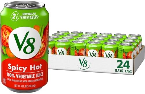 V8 Spicy Hot 100% Vegetable Juice, 11.5 fl oz Can (Case of 24)
