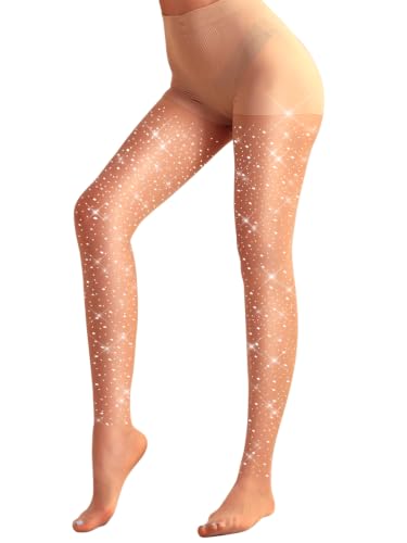 Image of FANCAME Women's Sparkle Stockings, Sheer Tights Party Rhinestone Pantyhose