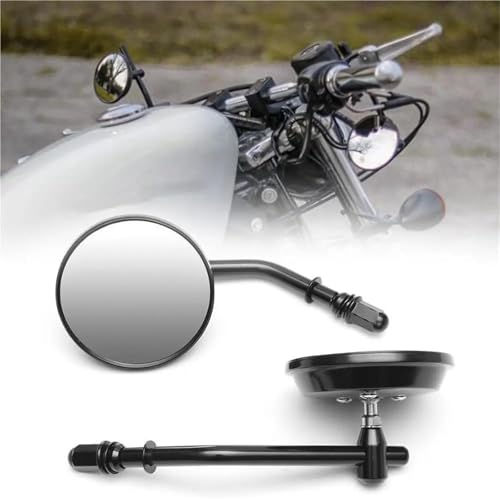 Espejo retrovisor de motocicleta redondo lateral blanco para custom chopper 6
