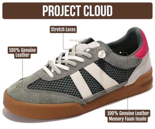 Image of Genuine Leather Slip On Sneakers for Women with Leather Memory Foam Insole | Memory Foam Insole Lightweight Shoes for Women - Womens Fashion Sneakers - Comfortable Women Footwear Everyday Essentials
