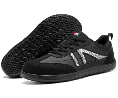 Image of LARNMERN Steel Toe Skate Shoes Men Safety Work Sneakers Wide Toe Box Barefoot Zero Drop Non Slip Shoe