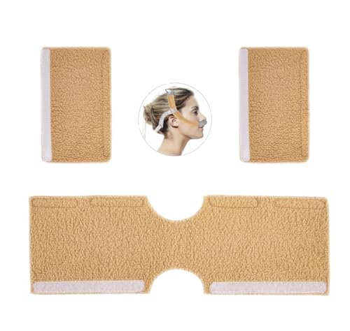 Compatible CPAP Strap Sleeve CPAP Mask Frame Fleece Sleeve, Fleece CPAP Headband Sleeve Set for DreamWear or ResMed AirFit and CPAP Face Pad Cushion (Khaki Color)