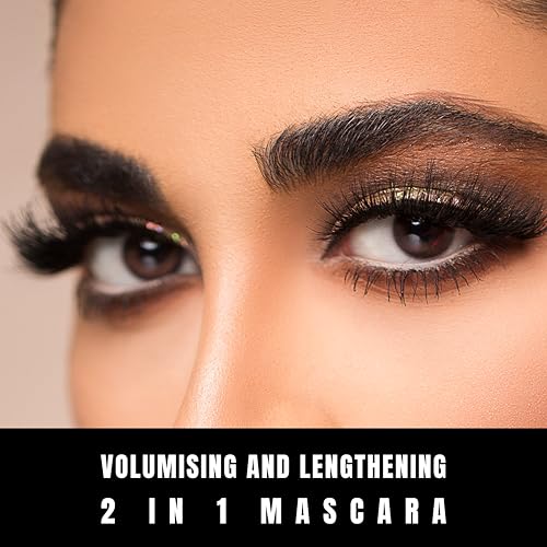 Image of Fashion Colour Platinum Double Head Mascara for Upper & Lower Lashes | 2-in-1 Volumizing & Lengthening Mascara | Smudge Proof, Waterproof, Long Lasting, No Clumping, Lightweight Formula | 10ml | Black