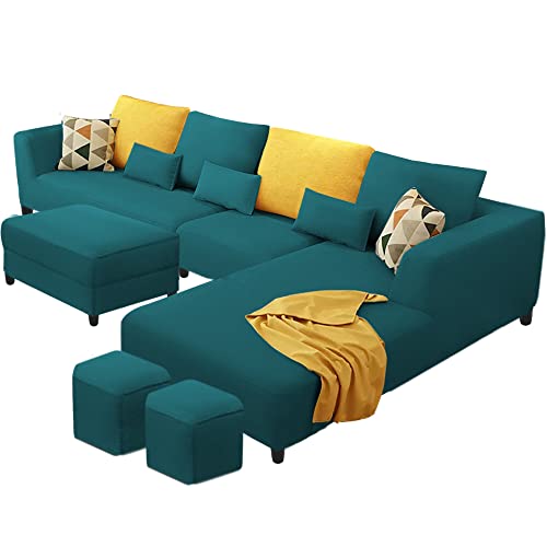 Image of Casaliving Minta RHS 8 Seater L Shape Sofa Set with Center Table for Living Room (Pine Fabric) Premium Fabric Sofa Set for Living Room | Hall