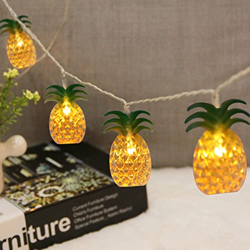 Vigdur 2 Packs Pineapple String Lights - Battery Operated With 20Led Fun Patio Lights For Party Bedroom Home Birthday Indoor Outdoor Hawaiian Tropical Tiki Gifts Decor,13Ft