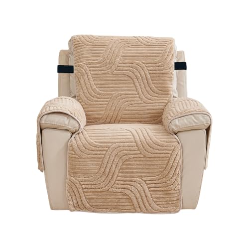 VClife Fuzzy Recliner Chair Cover Pet Friendly Khaki Recliner Protector for Lazy Boy & All Reclining Chairs Washable Furniture Cover Chair Cover for Small Recliner, 23.6"