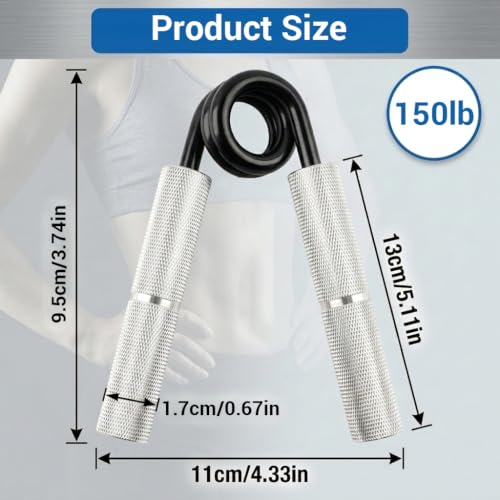 Image of Proberos Hand Gripper 150LB Heavy Aluminum Alloy Grip Strength Trainer with Textured Anti Slip Handles for Forearm and Hand Workout Fitness Training