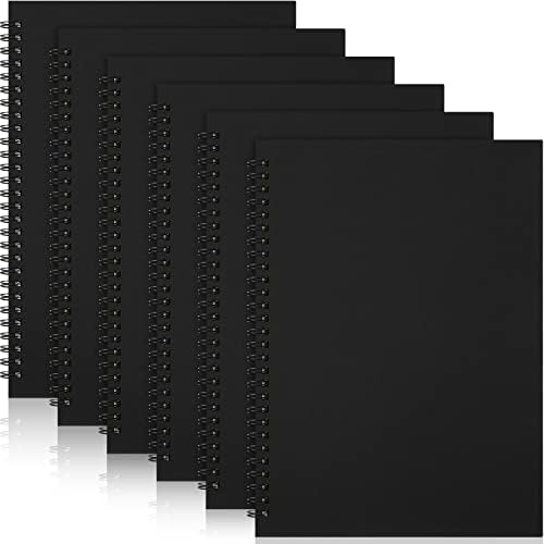 Epakh 6 Pack B5 Spiral Notebook Ruled Spiral Journal Lined Paper, 70 Sheets,140 Pages, Wirebound Spiral Notebook 10.5x7.3 Inch Hard Cover Memo Notepad Sketchbook for School Office Travel(Black)