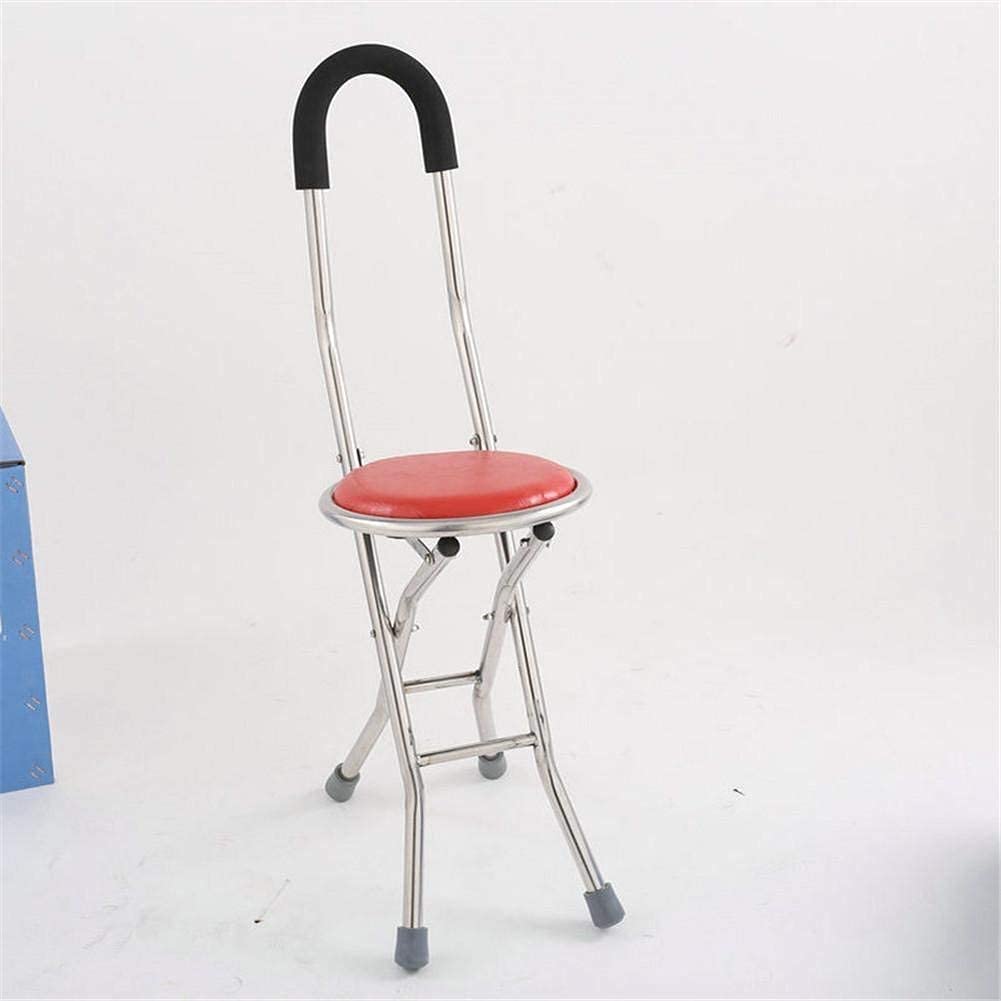 Muletas para Adultos Silla Plegable Taburete con Bastón Ajustable con Muletas y Asiento Regulable en Altura Acero Inoxidable Antideslizante con Base Pequeña de 4 Patas Todo está Bien