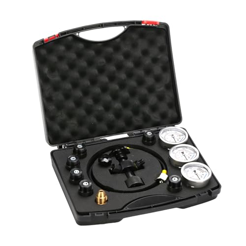 Image of MEASUREMAN Nitrogen Accumulator Charging Kit, 1500-6000 PSI with 3 Precision Gauges, 6 Adapters for M28*1.5, UNF 5 /8 & 1 /2, Professional Hydraulic Tool Set for Pressure Testing