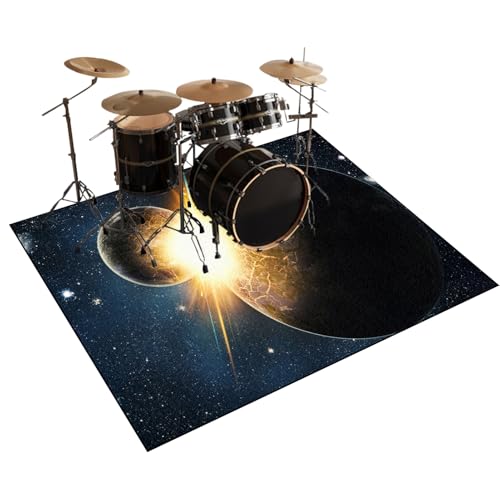 Alfombra para Bateria Acustica, Alfombrillas Insonorizada Antideslizantes para Caja Baterías Acústico Tambor y Instrumentos Musicales, Alfombra Bateria Electronica, Alfombra de Tambor 110 x 80 cm