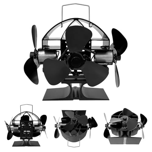 Ventilador de estufa de leña, ventilador de estufa de leña, ventilador de estufa de calor, silencioso, termoventilador, ventilador ecológico para estufa de leña, ventilador activado por calor, no