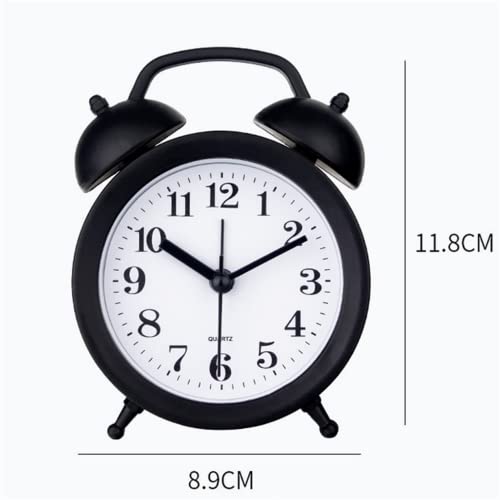 TXY Kids Alarm Clock - Double Bell Classic Home Cute Battery Operated Analog Mini Round Bedside Desk Alarm Clock for Kids & Students - Black - Image 3