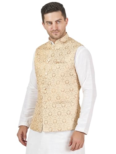 Image of Badoliya & Sons Men's Brocade Zari Nehru Jacket /Waist Coat