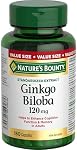 NATURE'S BOUNTY Gingko Biloba, 120 mg, Value Size, 180 Capsules, 78.5 g | Helps to Enhance Cognitive Function, Helps to Support Peripheral Circulation, For Adults, 180 Capsules