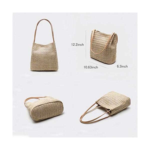 Aphoraeny Straw Beach Bag Buckets Totes Handbag Shoulder Tote Bag Straw Purse Summer Purse Women Summer Handbag